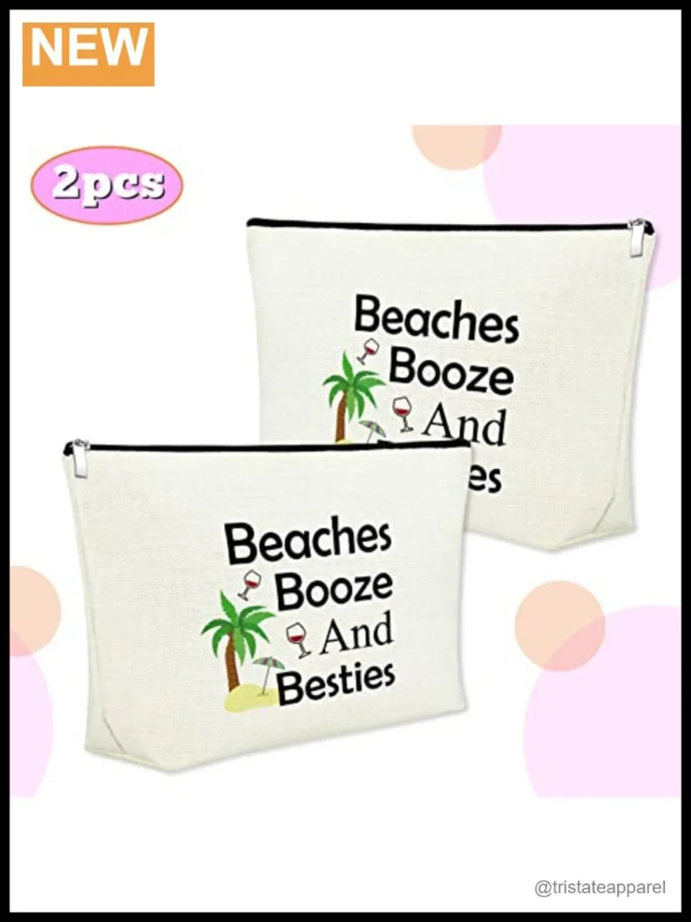 Beach Lover Cosmetic Bag Travel Makeup Pouch Cotton Linen
